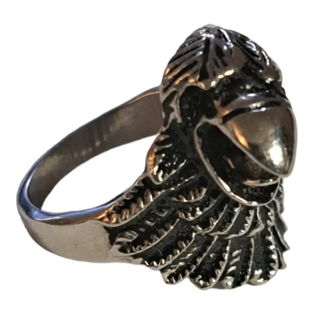 Men's stainless steel bird head ring size 10‎